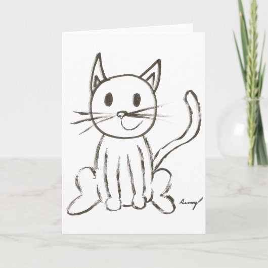 絵を描子猫カスタマイズ可能グリーティングカード カード (正面)