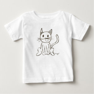 絵を描子猫乳児Tシャツ ベビーTシャツ
