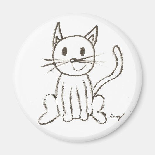絵を描子猫円磁石 マグネット (正面)