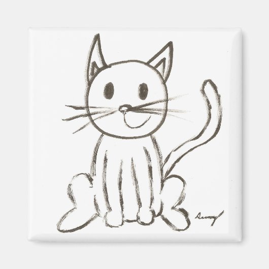 絵を描子猫角磁石 マグネット (正面)