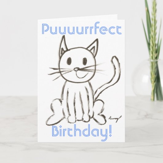 絵を描子猫「Puuurrfect誕生日」カード カード (正面)