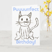 絵を描子猫「Puuurrfect誕生日」カード カード (黄色い花)
