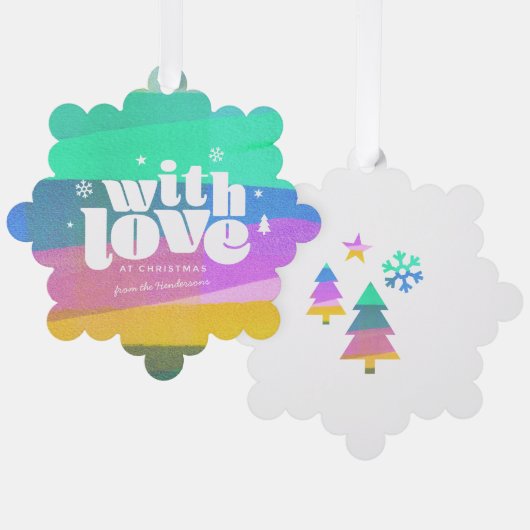 絵を描層クリスマス紙オーナメントカード オーナメントカード (正面/裏面)