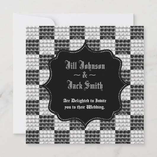 絵を描市松模様に渦結婚(s) 招待状 (正面)