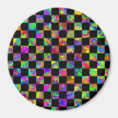 絵を描市松模様に(ばちゃばちゃ)跳ねる板パターン マグネット (正面)