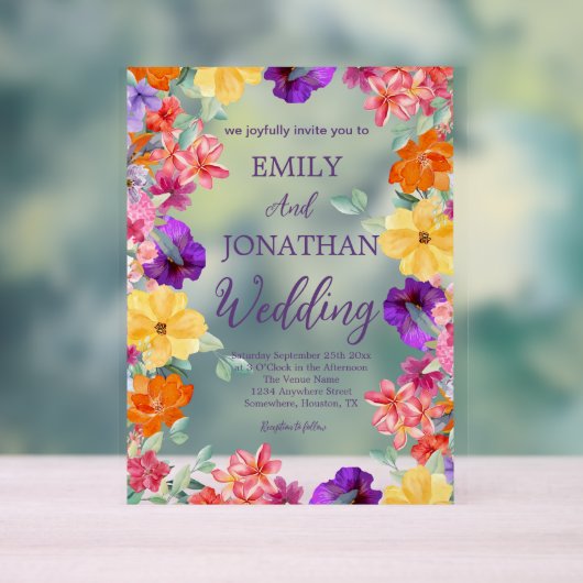 絵を描庭の花の写真スクリプト アクリルサイン (ニュートラル)