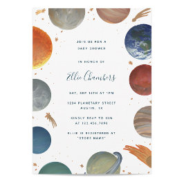 絵を描惑星ベイビーシャワー招待状 招待状