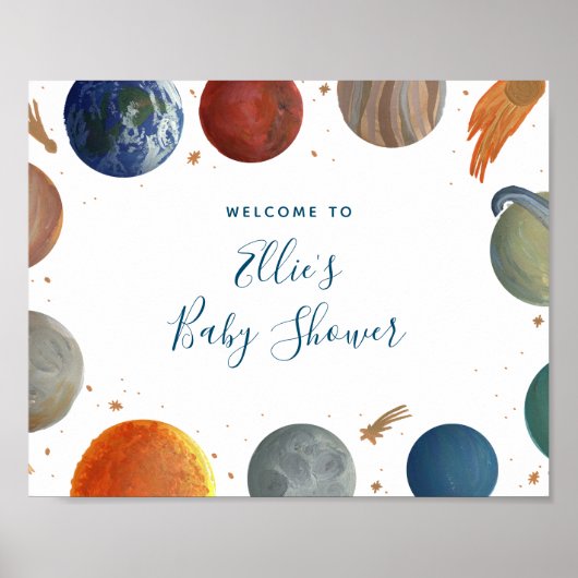 絵を描惑星Baby Shower Welcome Sign ポスター (正面)