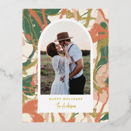 絵を描抽象芸術アーチ写真 箔シーズンポストカード