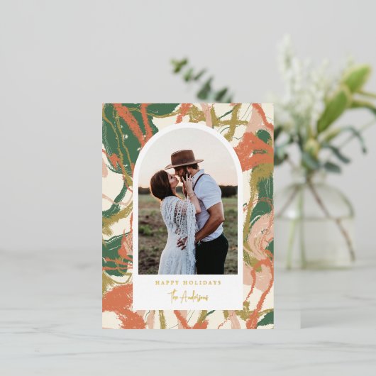 絵を描抽象芸術アーチ写真 箔シーズンポストカード (立ち正面)