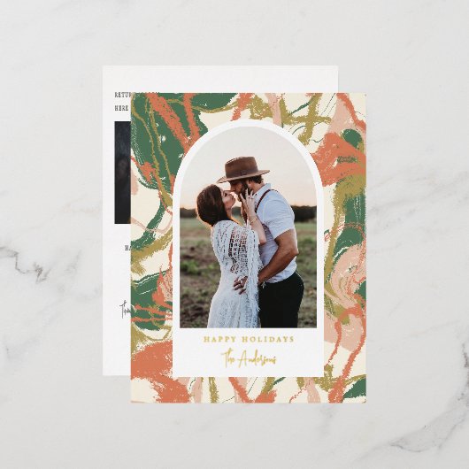 絵を描抽象芸術アーチ写真 箔シーズンポストカード (正面/裏面)