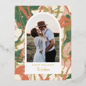 絵を描抽象芸術アーチ写真 箔シーズンポストカード (正面)