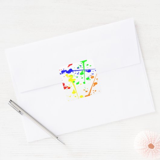 絵を描抽象芸術アートカラフル スクエアシール (封筒)