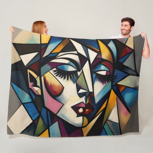 絵を描抽象芸術モダン女はっきりした フリースブランケット (インサイチュ)
