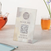 絵を描抽象芸術ロゴとQRコード非接触型メニュー 台座サイン (インサイチュ)