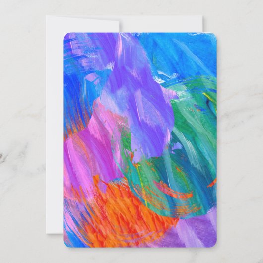 絵を描抽象芸術枠付き誕生日バルーン 招待状 (裏面)