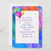 絵を描抽象芸術枠付き誕生日バルーン 招待状 (正面)