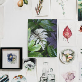 絵を描日本のシダと葉のフローラ メタルプリント