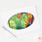 絵を描星雲 – 火口抽象芸術 楕円形シール (封筒)