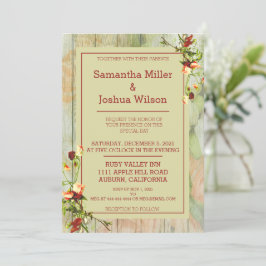 絵を描春の花結婚柵 招待状