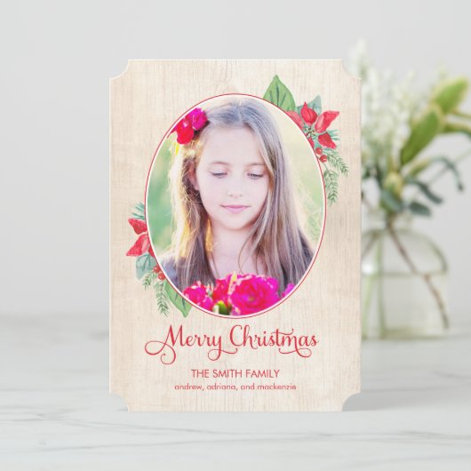 絵を描木のクリスマス/ホリデーの写真カード シーズンカード (スタンド正面)