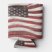 絵を描木の見た目のア素朴メリカ国旗 缶クーラー (正面)
