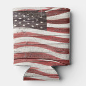 絵を描木の見た目のア素朴メリカ国旗 缶クーラー (裏面)