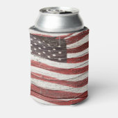 絵を描木の見た目のア素朴メリカ国旗 缶クーラー (缶裏面)