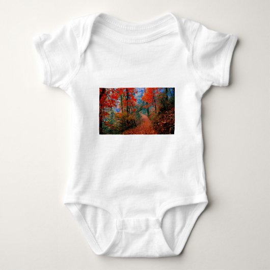 絵を描林秋の炎の水の色の贈り物 ベビーボディスーツ (正面)