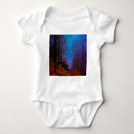 絵を描林秋の紫霧 ベビーボディスーツ (正面)
