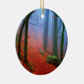 絵を描林秋の青い霧 セラミックオーナメント (右)
