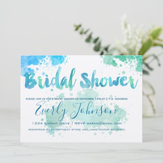 絵を描水カラーブライダルシャワー招待状 招待状 (スタンド正面)