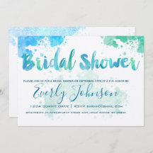 絵を描水カラーブライダルシャワー招待状