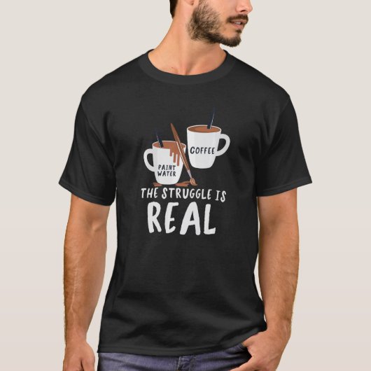 絵を描水コーヒー苦闘はハンドマ実在インC Tシャツ (正面)