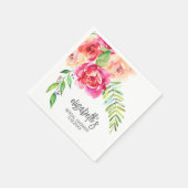 絵を描水彩花ブライダルシャワー スタンダードカクテルナプキン (角)