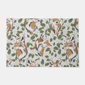 絵を描水色ウッドランドキツネの葉 ドアマット (正面)