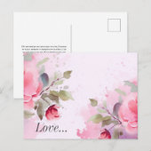 絵を描水色ピンク ポストカード (正面/裏面)