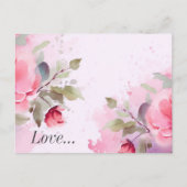 絵を描水色ピンク ポストカード (正面)