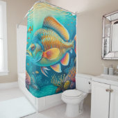 絵を描海底礁シーンフィッシュサンゴ シャワーカーテン (インサイチュ)