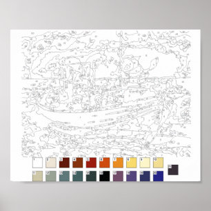 絵を描番号ポスター:ボート ポスター