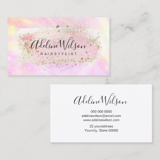 絵を描筆のストロークとフェイクグリッター名刺 名刺 (正面/裏面)