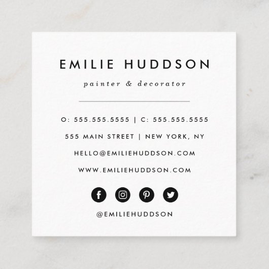 絵を描筆のストローク、ペインタ絵を描ー、デコレータ スクエア名刺 (裏面)