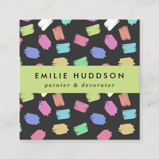 絵を描筆のストローク、ペインタ絵を描ー、デコレータ スクエア名刺 (正面)