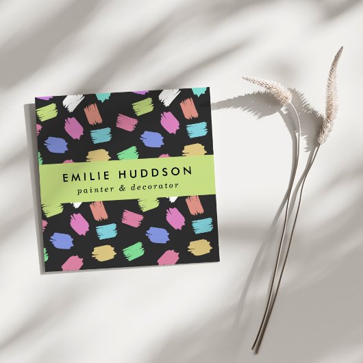 絵を描筆のストローク、ペインタ絵を描ー、デコレータ スクエア名刺