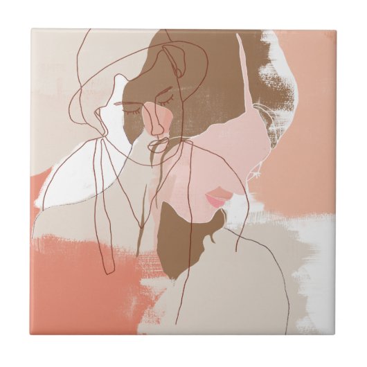 絵を描等高線の雌ポートレート タイル (正面)