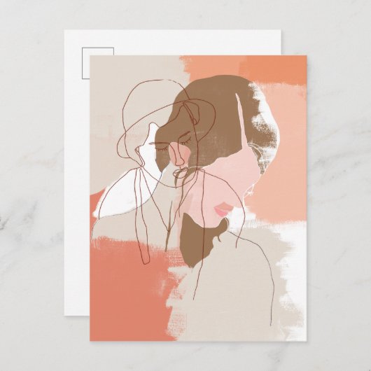絵を描等高線の雌ポートレート ポストカード (正面/裏面)