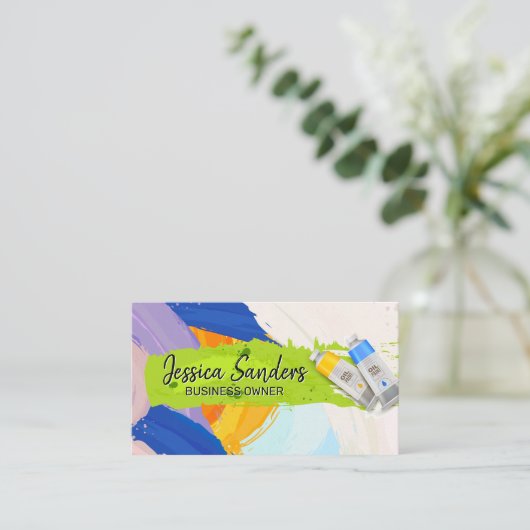 絵を描管 |緑絵を描 |アート |水彩 名刺 (スタンド正面)