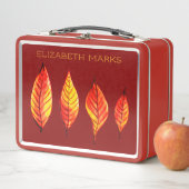 絵を描紅葉名前をカスタムする赤 メタルランチボックス (インサイチュ)