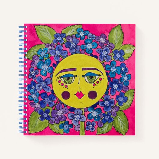 絵を描紫陽花ガールスパイラルノート ノートブック (正面)