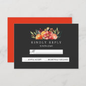 絵を描結婚フローラのグレー応答Rsvp 出欠カード (正面/裏面)